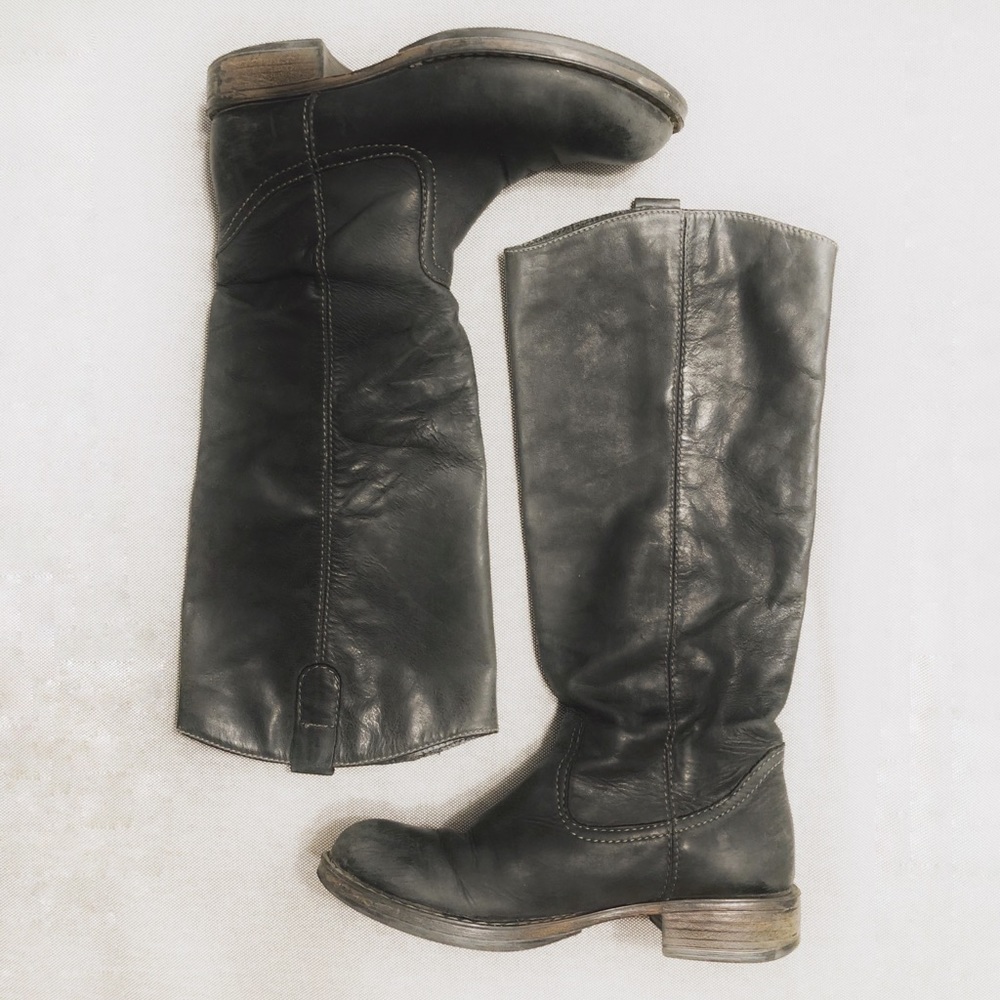Steven Madden Leather Slouch Boots - Black sz 37